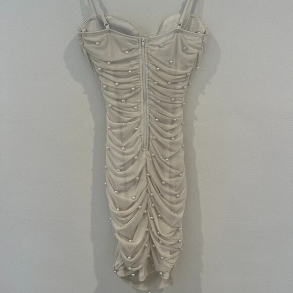 Windsor Faux Pearl Mini White Dress SZ. S - Picture 9 of 10